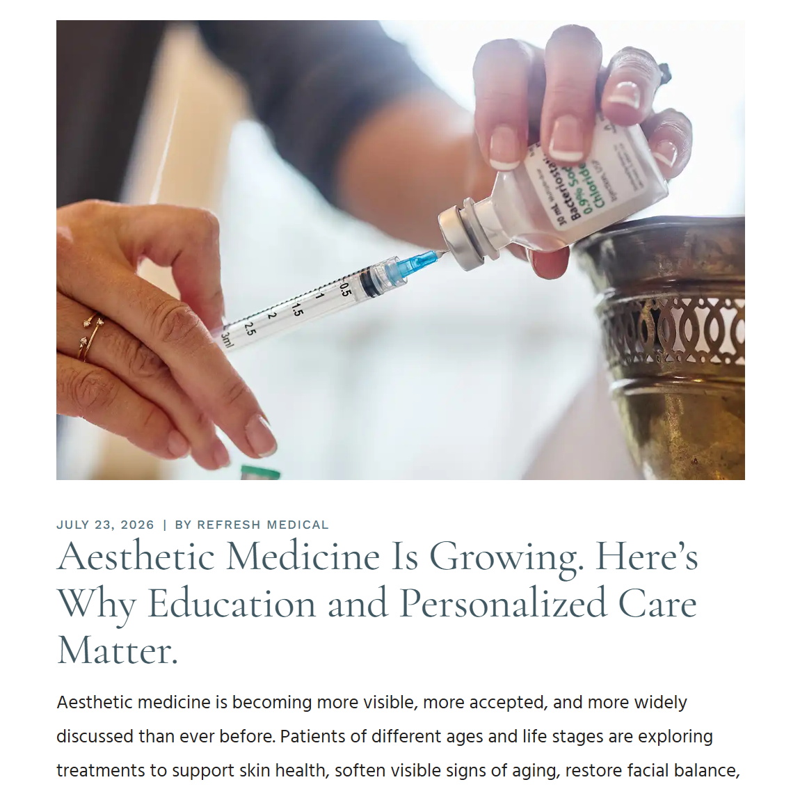 Refresh Medical article about education and personalized care