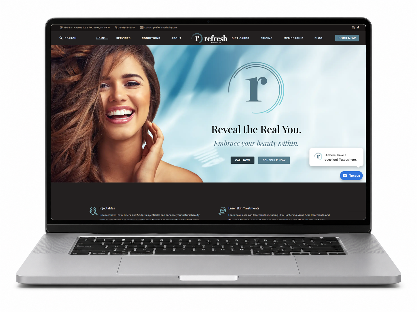 Refresh Medical homepage in a laptop mockup